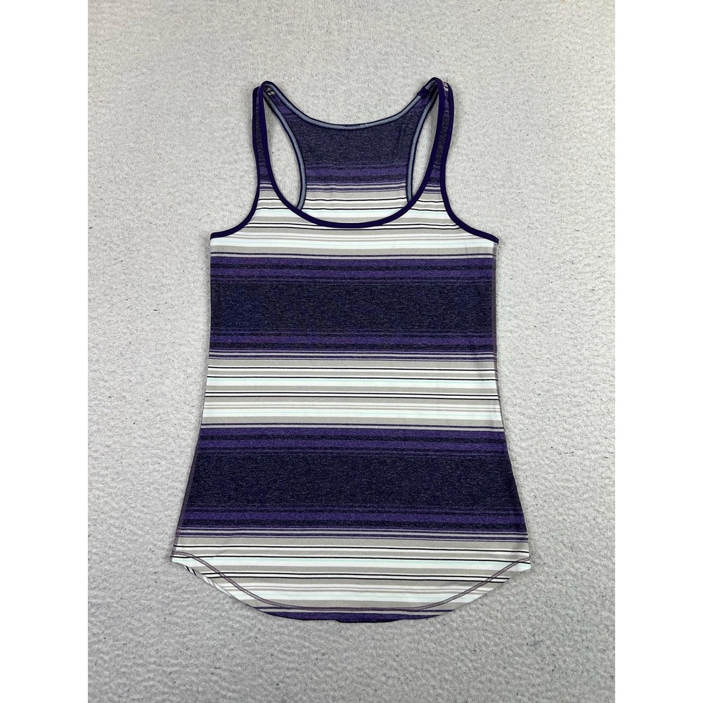 Lululemon Tank Top Womens Small Purple White Striped Racerback‎ Athletic Yoga